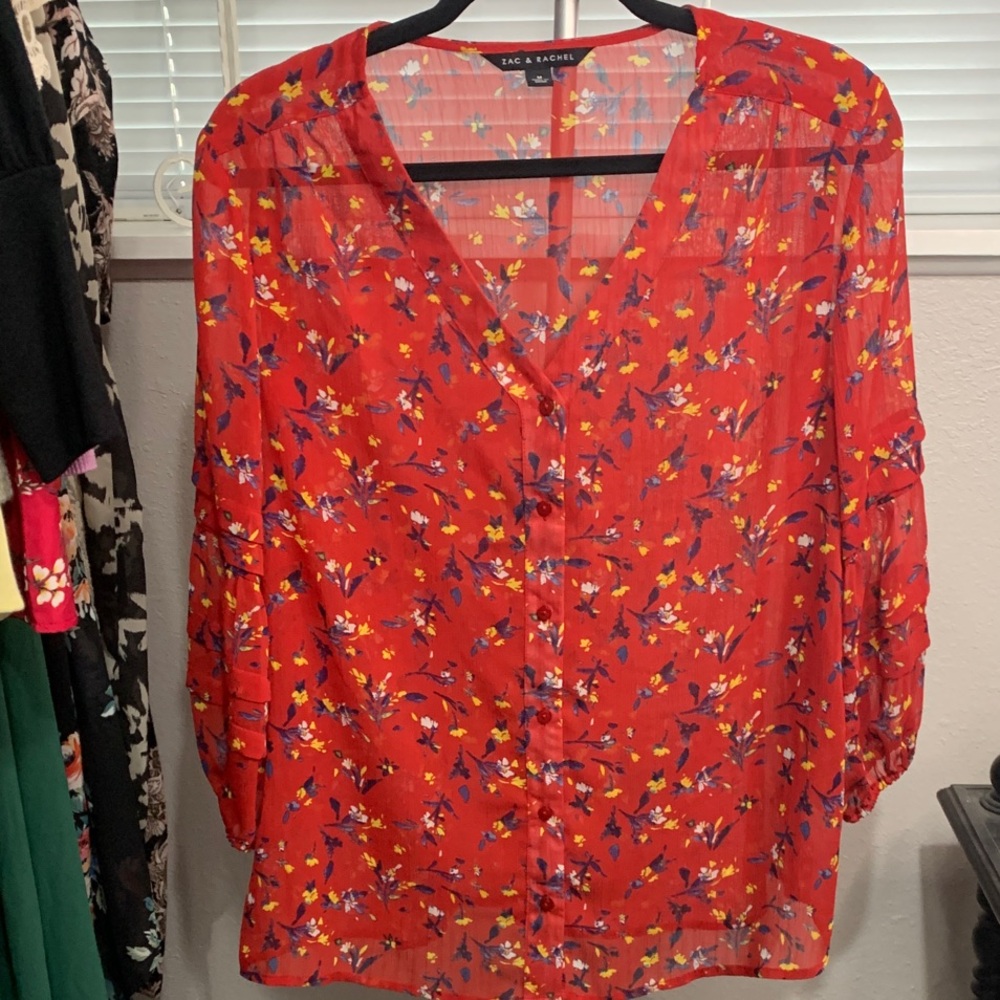 Zac & Rachel‎ Red Floral Blouse